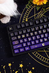 Cool Purple Gradient Night Sky Fantasy Keycap Set for Mechanical Keyboard, Backlit Keycap Set, Side-Printed, OEM, PBT Dye-Sub, 130/135pcs